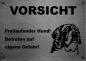Preview: Edelstahl Warnschild Bernhardiner VORSICHT Freilaufender Hund! Betreten auf eigene Gefahr!